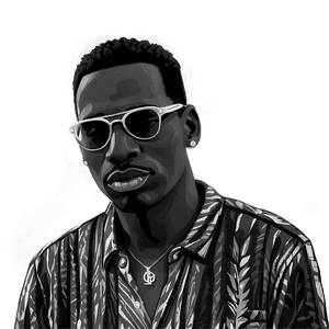 Young Dolph Black and White PNG lle PNG with transparent background