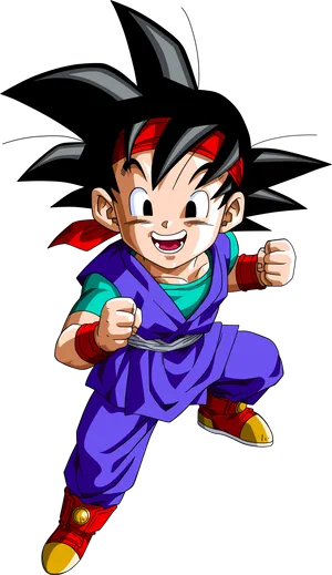 Young Goku Action Pose PNG Image