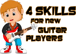 Young Guitarist Skills Illustration PNG Image