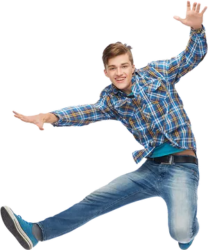 Young Man Jumping In Air PNG Image