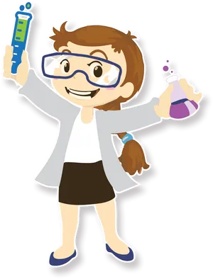 Young Scientist Cartoon Character PNG Image