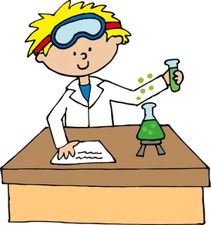 Young Scientist Conducting Experiment PNG Image