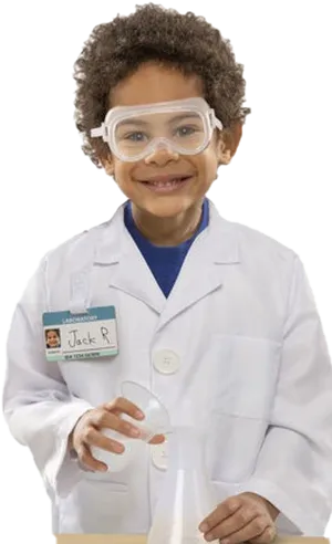 Young Scientistin Lab Coat PNG Image