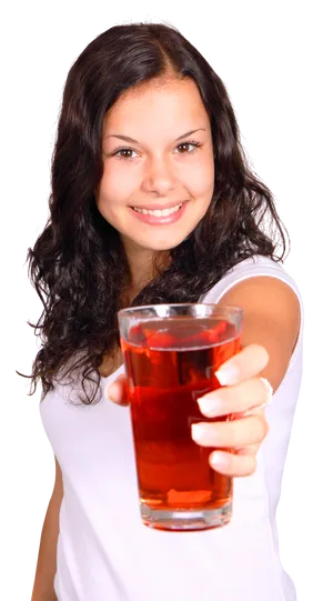 Young Woman Offering Drink PNG Image