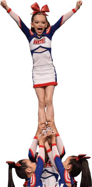 Youth Cheerleader Stunt Performance PNG image with transparent background