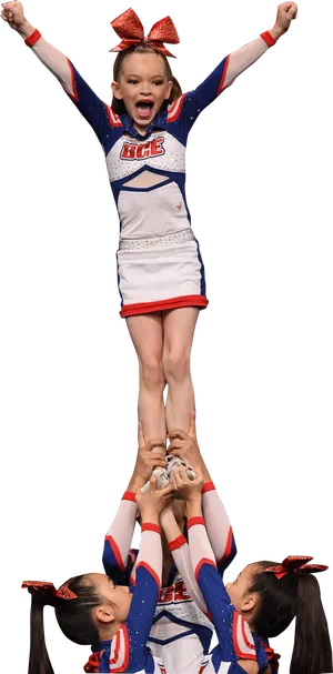 Youth Cheerleader Stunt Performance PNG Image