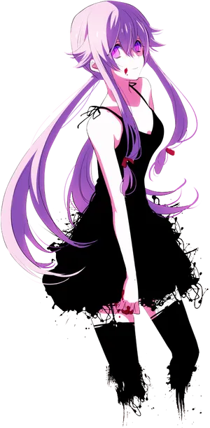 Yuno Gasai Purple Hair Anime Character PNG Image