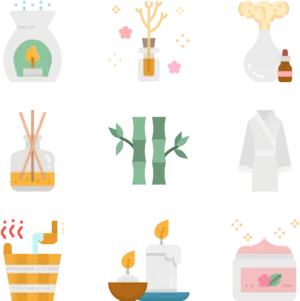 Zen Spa Icons Set PNG Image