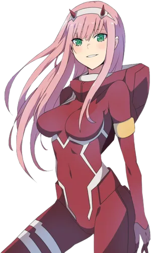 Zero Two Anime Character Portrait PNG Image