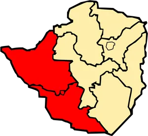 Zimbabwe Map Highlighting Mashonaland West Province PNG Image