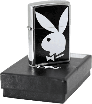 Zippo 28269 Playboy, Brushed Chrome PNG image with transparent background