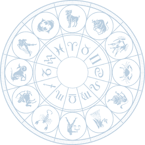 Zodiac Signs Wheel Blue PNG with transparent background