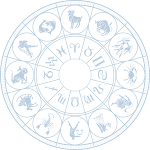 Zodiac Signs Wheel Blue PNG Image