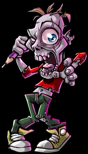 Zombie Artist Cartoon Character PNG image with transparent background