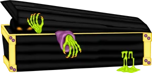 Zombie Hands Emerging From Coffin PNG Image