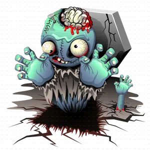 Zombie Monster Emerging From Ground PNG Image