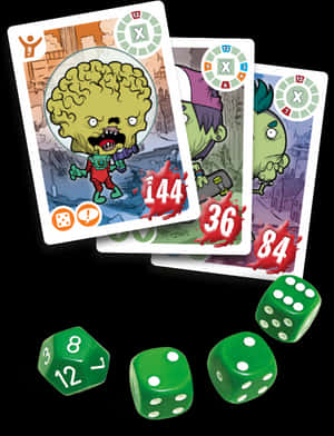 Zombie Themed Game Cardsand Dice PNG image with transparent background
