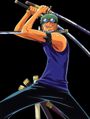 Zoro_ Three_ Sword_ Style_ Anime_ Character PNG image with transparent background
