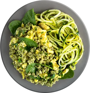 Zucchini Noodleswith Pestoand Eggs PNG Image