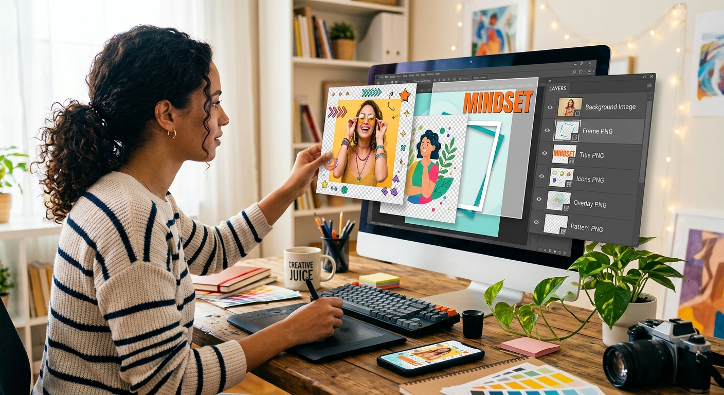 How to Layer Transparent PNG Graphics for Consistent Social Media Posts