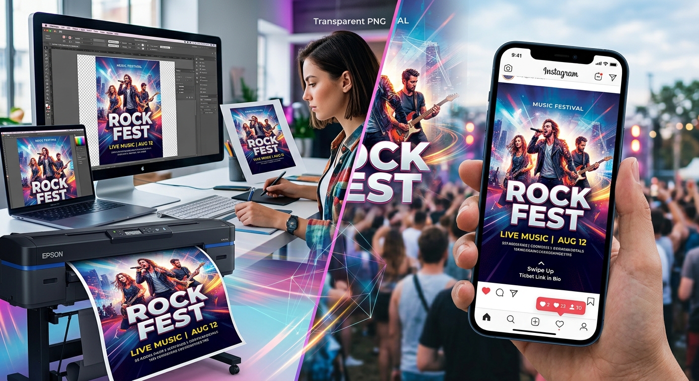 How to Create Event Posters with Transparent PNGs for Print and Social Media